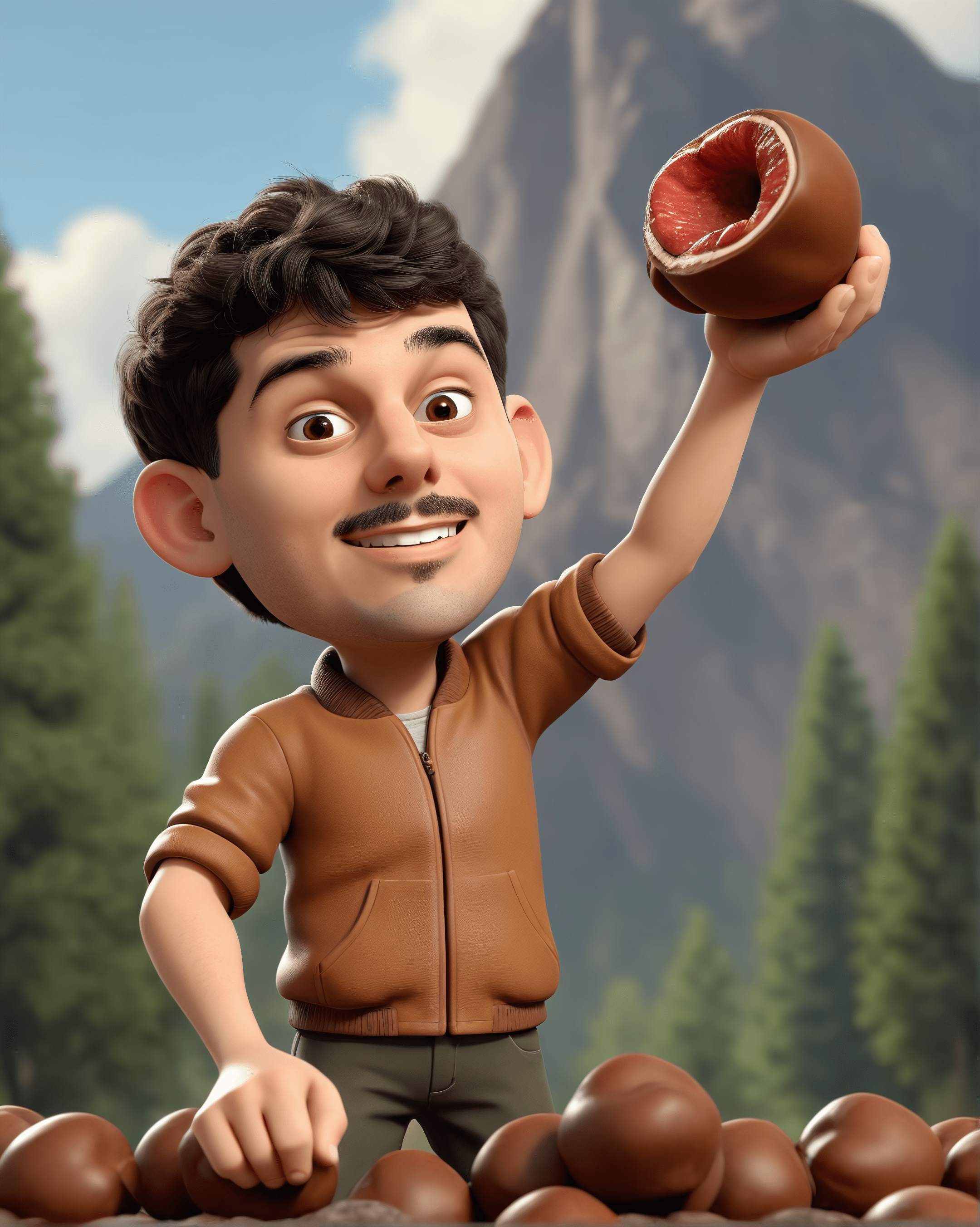 Personaje 3D masculino con chaqueta marrón