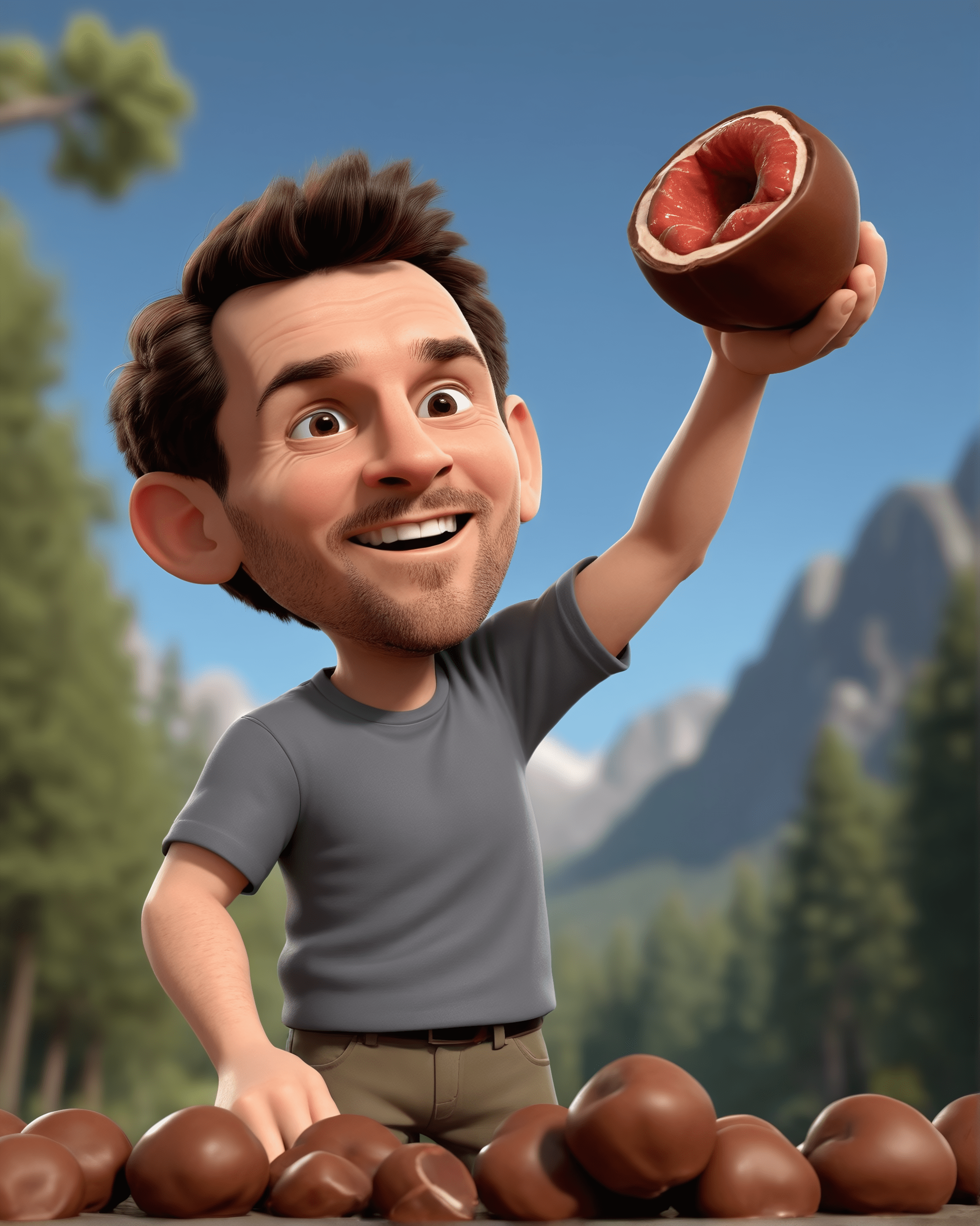 Personaje 3D masculino con camiseta gris