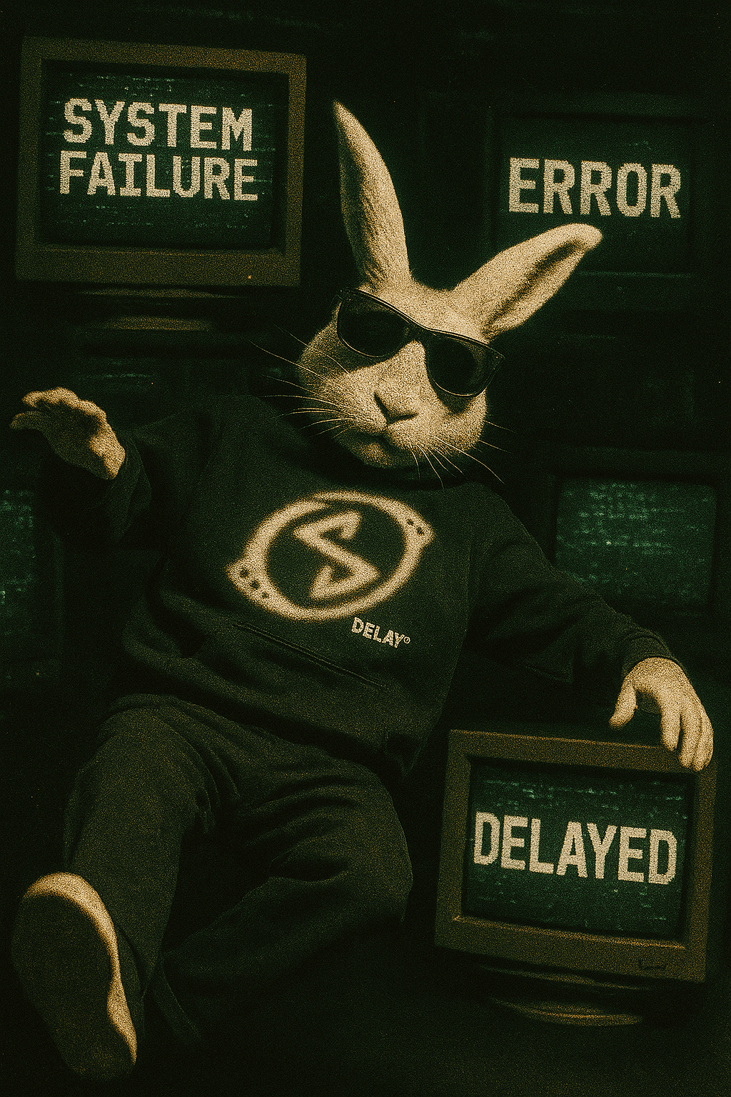 Conejo hacker con pantallas de error