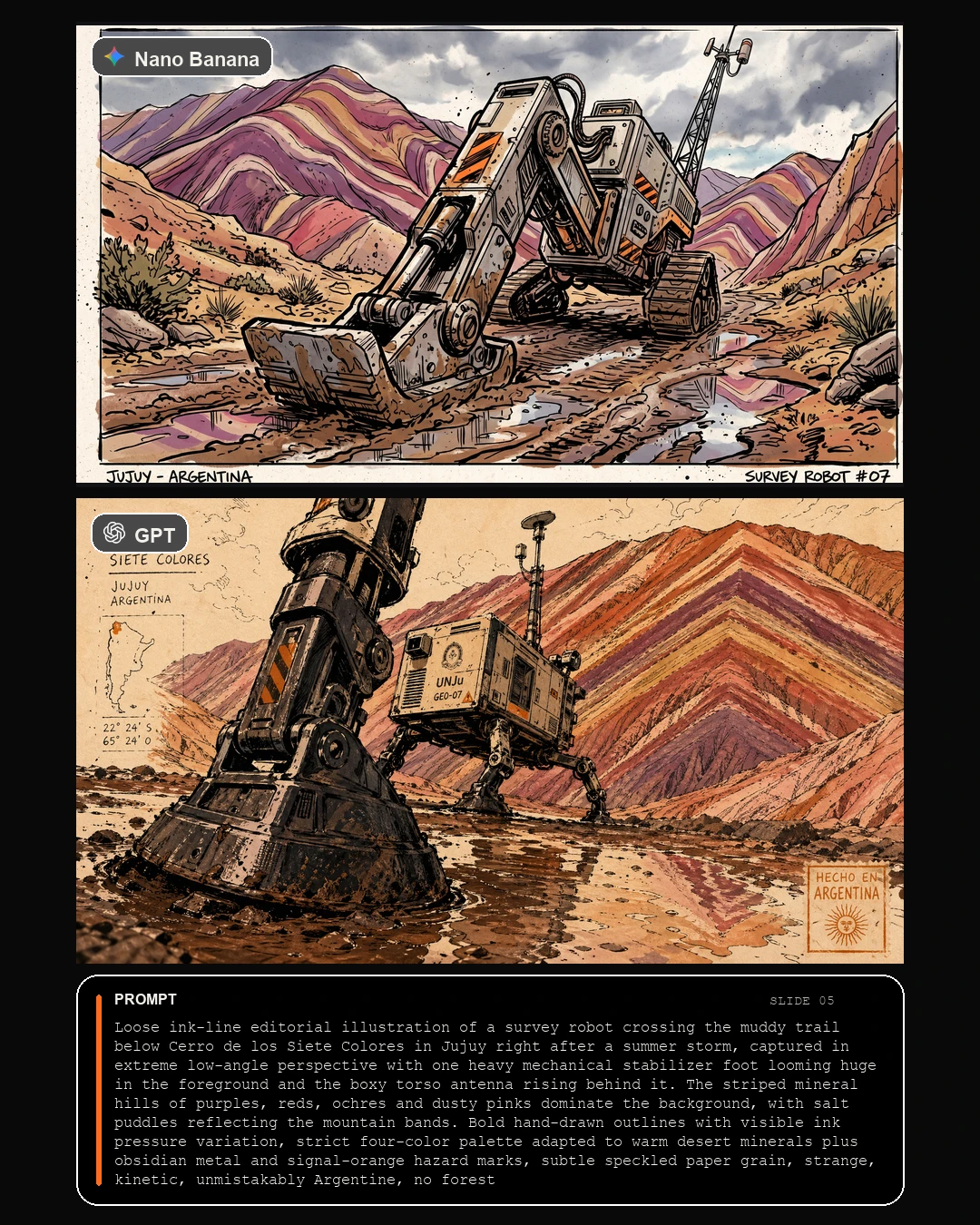 Slide 05 comparativa robot en Cerro de los Siete Colores