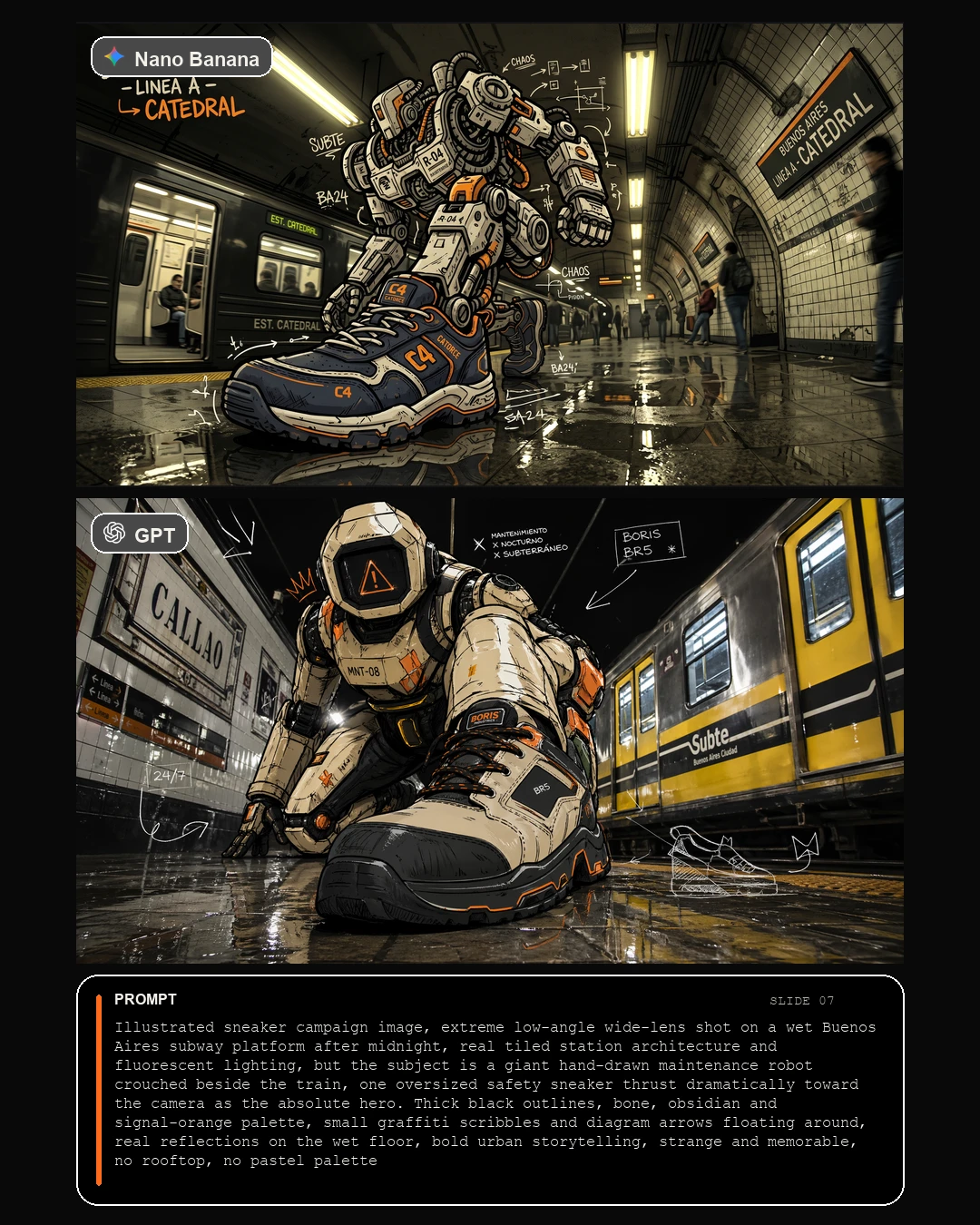 Slide 07 comparativa Subte sneaker robot