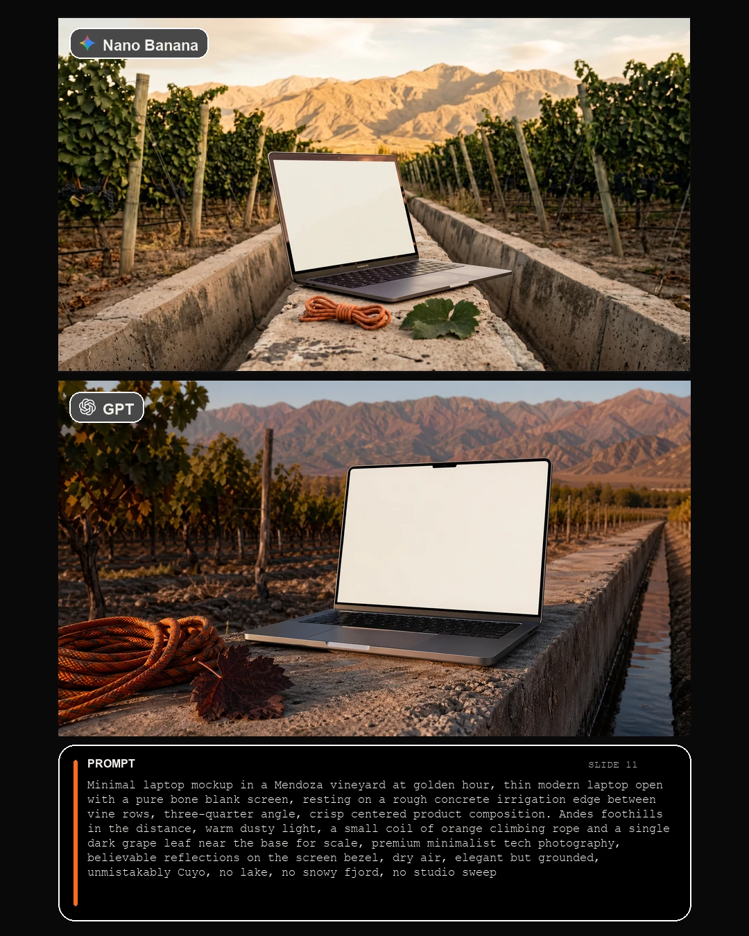 Slide 11 comparativa Mendoza vineyard laptop